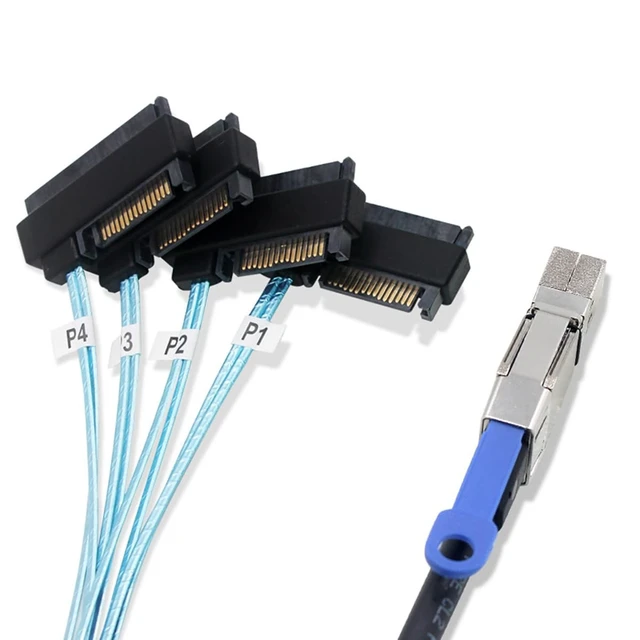 Alt view image 4 of 5 - Compatible with Mini SAS HD SFF-8644 to SFF-8482 29P 2-in-1 SATA Hard Drive Data Cable, 28AWG Copper, 12G High-Speed Harness (1m/39.37in)