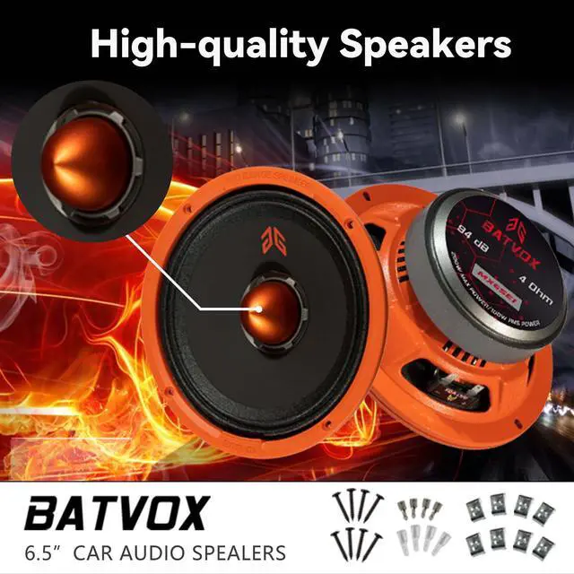 Alt view image 2 of 5 - Guooreat MX65E1 Loudspeaker 6.5 Inch Midrange 400 Watts 6 Ohms Orange Bullet, Premium Quality Audio Door Speakers for Car or Truck Stereo Sound System, Orange (2 Speakers)