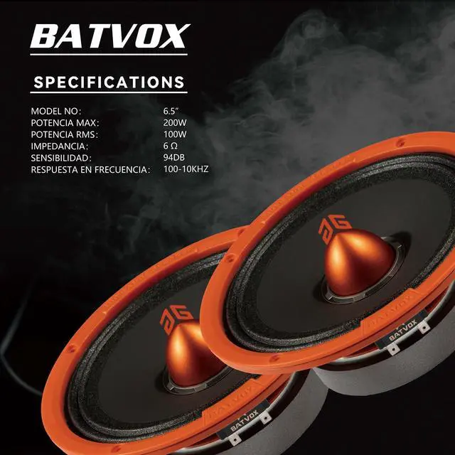 Alt view image 3 of 5 - Guooreat MX65E1 Loudspeaker 6.5 Inch Midrange 400 Watts 6 Ohms Orange Bullet, Premium Quality Audio Door Speakers for Car or Truck Stereo Sound System, Orange (2 Speakers)
