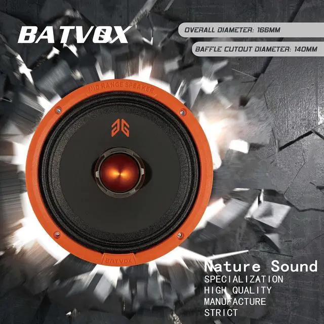Alt view image 4 of 5 - Guooreat MX65E1 Loudspeaker 6.5 Inch Midrange 400 Watts 6 Ohms Orange Bullet, Premium Quality Audio Door Speakers for Car or Truck Stereo Sound System, Orange (2 Speakers)