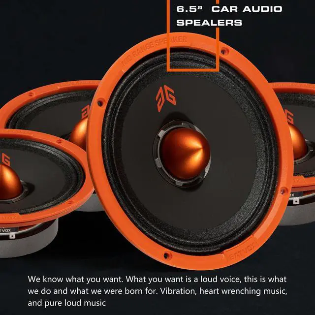 Alt view image 5 of 5 - Guooreat MX65E1 Loudspeaker 6.5 Inch Midrange 400 Watts 6 Ohms Orange Bullet, Premium Quality Audio Door Speakers for Car or Truck Stereo Sound System, Orange (2 Speakers)