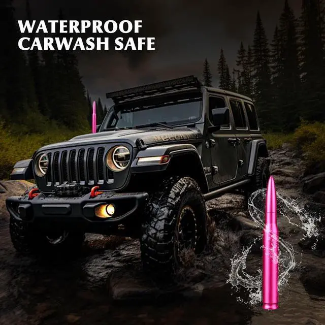 Alt view image 4 of 5 - 7.8in Car Truck Antenna Bullet Antenna Truck Accessories Silverado 1500 Ford F150 Dodge Ram 1500 GMC Sierra 1500 Ranger Short Replacement Antena para Carro (Rose Red, 7.8in Matte Texture)