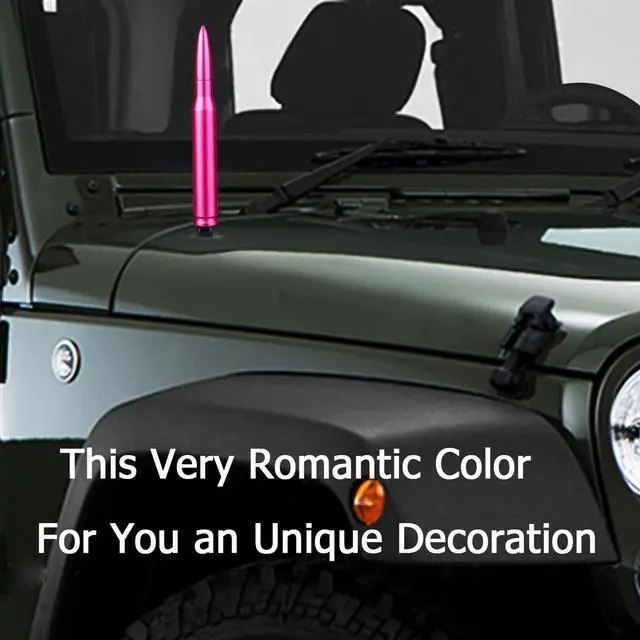 Alt view image 5 of 5 - 7.8in Car Truck Antenna Bullet Antenna Truck Accessories Silverado 1500 Ford F150 Dodge Ram 1500 GMC Sierra 1500 Ranger Short Replacement Antena para Carro (Rose Red, 7.8in Matte Texture)