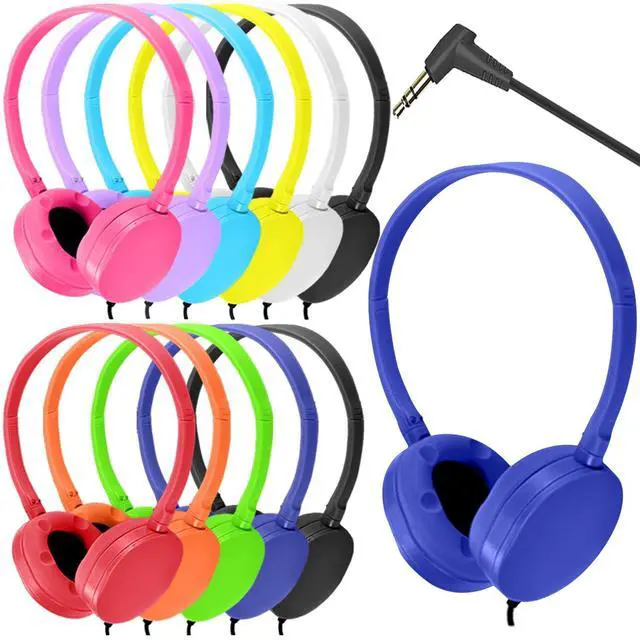 Main image of Wensdo Kids Bulk Headphones 12 Pack for Classroom School, Wholesale Durable Wired Earphones Class Room for Student Children Teens Boys Girls, HD Sound 3.5mm Jack (HY104,12 Mixed)