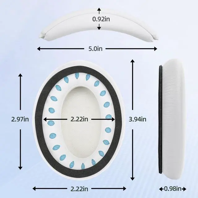 Alt view image 4 of 4 - Ear Cushion and Headband for Bose QC45 QC35, Replacement Headstrap Pad Repair Part with Protein Leather& Memory Foam (White)