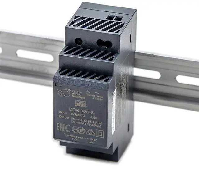 Main image of DDR-30G-5 30W 5V 6A DIN Rail Mount Power Supply - Industrial Power Supply, High Efficiency DC-DC Converter for Factory Automation, Process Control, Robotics