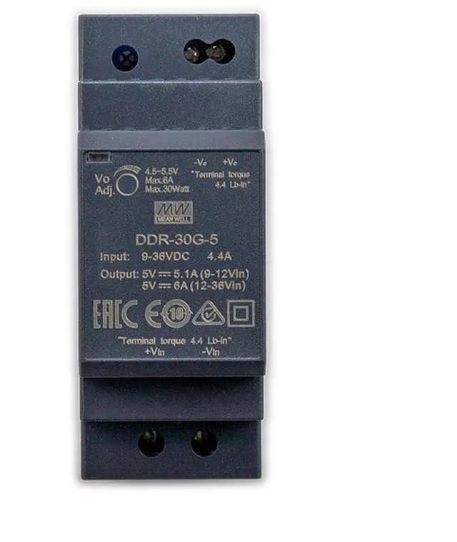 Alt view image 2 of 5 - DDR-30G-5 30W 5V 6A DIN Rail Mount Power Supply - Industrial Power Supply, High Efficiency DC-DC Converter for Factory Automation, Process Control, Robotics