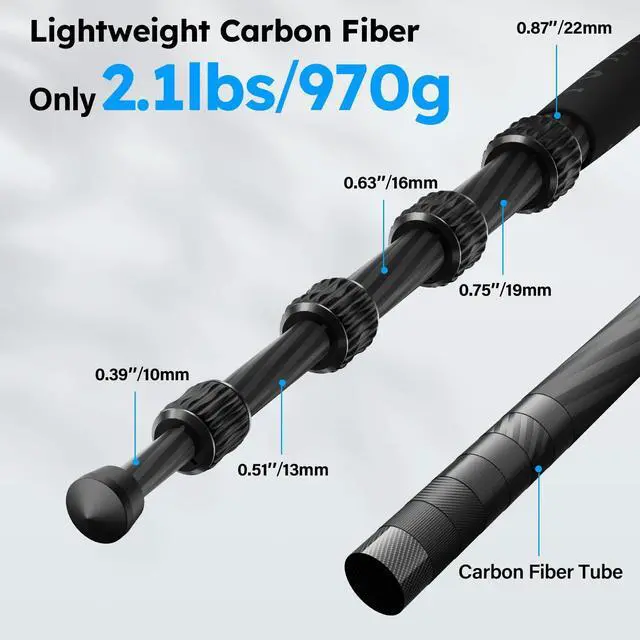 Alt view image 3 of 5 - SIRUI Carbon Fiber Travel Tripod - Lightweight 55.1" Compact Tripod with 360 Panorama Ball Head, Quick Release Plate (AM-025K+KS-5)