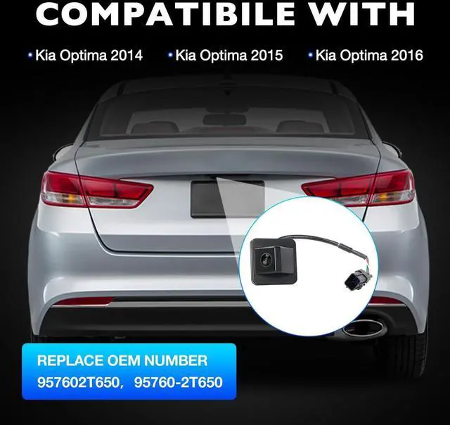 Alt view image 2 of 5 - Rear View Backup Camera Compatible with Kia Optima 2014 2015 2016, Reverse Parking Assist Camera Replaces 957602T650 95760-2T650, Replacement Back Up Camera Plug & Play