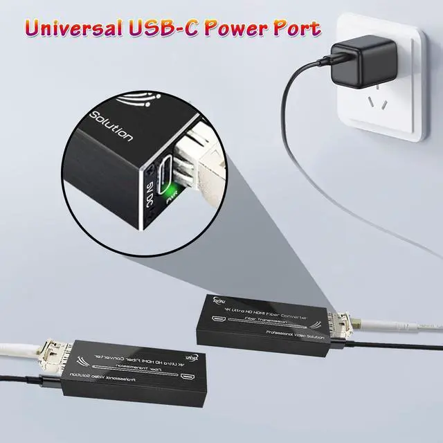 Alt view image 3 of 5 - Lcantve Mini 4K HDMI Fiber Converter Supporting 4K*2K@30Hz Resolution, Uncompressed HDMI Video Fiber Extender with 10G SFP Modules, Up to 20KM Over Single Mode LC Fiber