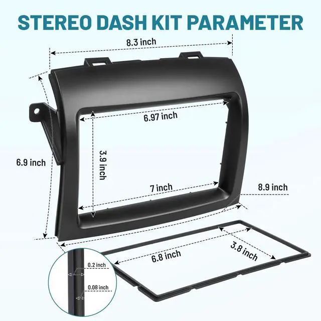 Alt view image 5 of 5 - NuIth Double DIN Radio Dash Kit W/Radio Wire Harness for 2004-2010 Toyota Sienna Non JBL System, Double DIN Car Stereo Installation Kit and Stereo Wire Adapter for Aftermarket Radio Install