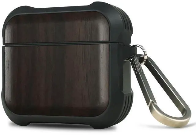 Main image of Carveit Wooden Case for (2021) AirPods 3 Case (3rd Generation, 2021), Wood Artisan Engraved & TPU Shockproof Cover, Titanium Quick Released Clasp (Natural Grain) Blackwood