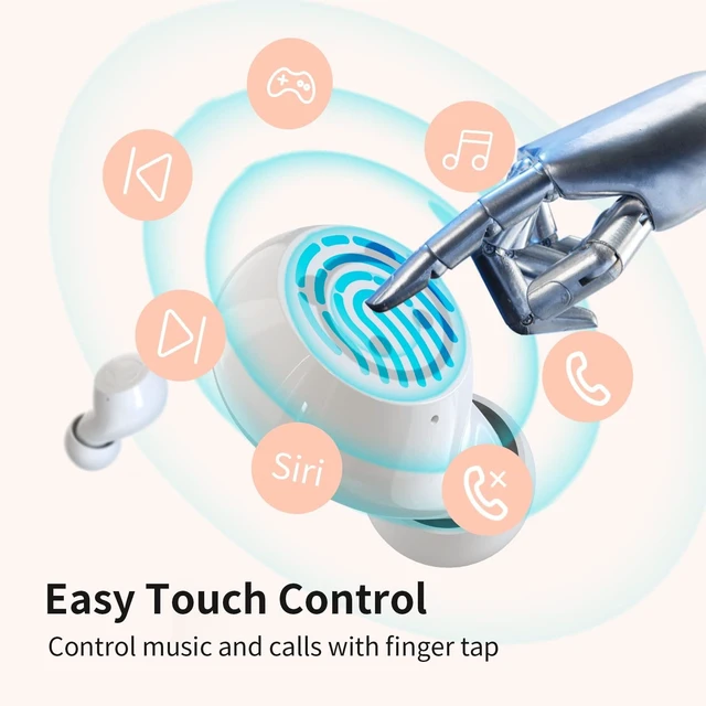 Alt view image 4 of 5 - Pink Wireless Earbuds for Women,Wireless Bluetooth 5.1 Earphone with Cute Pig Charging Case, CVC 8.0 Noise Reduction 36H Playtime Touch Control IPX5 Waterproof in-Ear Stereo Headphone fo
