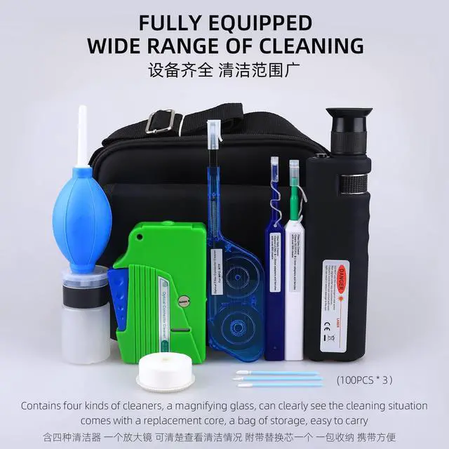Alt view image 3 of 5 - FTTH Fiber Optic Cleaning Kit with Cassette for FC/SC/ST/LC/MU/MPO Connectors - 1.25mm/2.5mm Fiber Cleaner Pen & Microscope