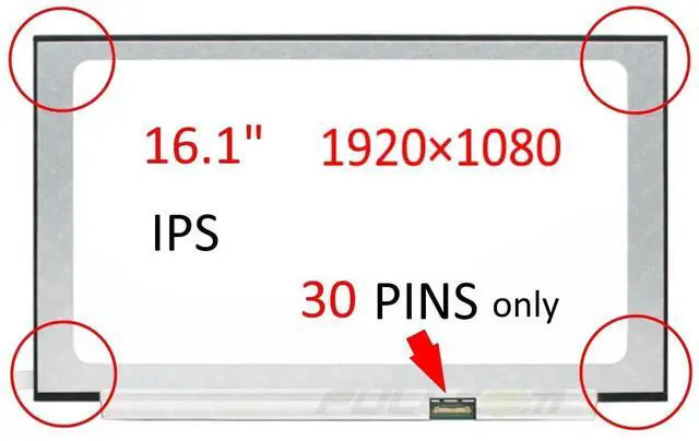 Alt view image 3 of 5 - FULLCOM New LCD Replacement Screen 16.1 Inch N161HCA-EA2 FHD 1920x1080 30 Pin Matte for Laptop/Display/Screen/LCD Application