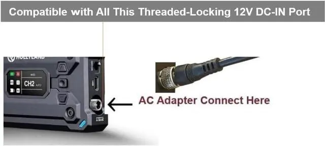 Alt view image 2 of 5 - Threaded Locking 12V Power Supply AC Adapter Compatible with Hollyland Video Transmitter and Receiver