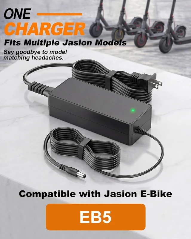 Alt view image 2 of 5 - VHBW 42V 2A Charger Compatible with Jasion EB5 Electric Bike 5.5x2.5mm