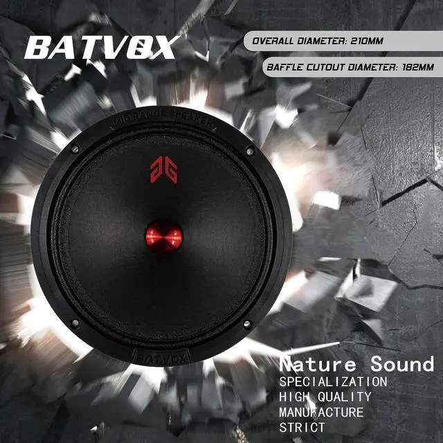 Alt view image 4 of 5 - Guooreat MX80P1 Loudspeaker 8 Inch Midrange 480 Watts 4 Ohms Orange Dust Cap, Premium Quality Audio Door Speakers for Car or Truck Stereo Sound System, Orange (2 Speakers)