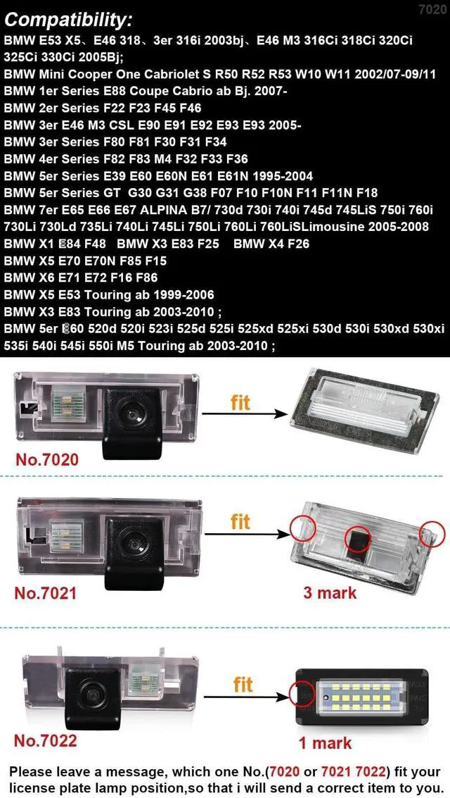 Alt view image 2 of 5 - Waterproof Car Rear View Camera 170 Wide Angle Night Visions Backup Reversing Parking Camera replacememt for BMW 7er E65 E66 E67 730Ld 7301 Li 730d 740d 740i 745d 750i 760i Saloo Mimousine (No.7020)