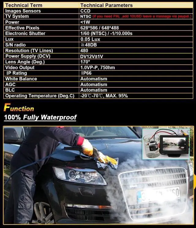 Alt view image 4 of 5 - Waterproof Car Rear View Camera 170 Wide Angle Night Visions Backup Reversing Parking Camera replacememt for BMW 7er E65 E66 E67 730Ld 7301 Li 730d 740d 740i 745d 750i 760i Saloo Mimousine (No.7020)