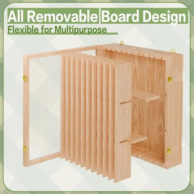 Alt view image 2 of 5 - 2 Pack Cassette Tape Storage Case, 72-Slot Wood Cassette Rack, Wooden Cassette Tape Holder, Wall Mount or Freestanding Audio Cassette Organizer, Playing Card Storage (WoodColor)