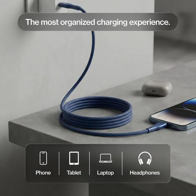 Alt view image 4 of 5 - Statik MagStack Pro USB C to USB C Cable, Magnetic Type C Charger Fast Charging Cord, On The Go Magnetic Charging Cable for Car, Compatible with iPhone, iPad & Android, Navy 100W 3FT, 5 Pack