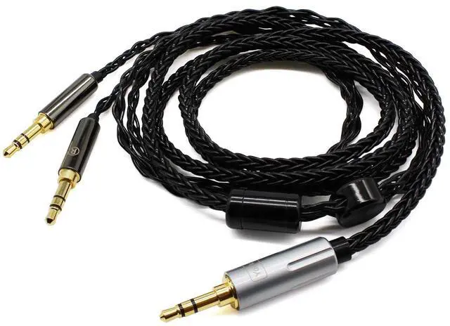 Alt view image 3 of 5 - Youkamoo Replacement Upgrade Cable Compatible with Hifiman Sundara, Ananda, Arya, HE400SE, HE4XX, HE-400i, Edition XS Headphones Dual 3.5mm to 3.5mm Male Silver Plated Braided 8.5ft/2.6m
