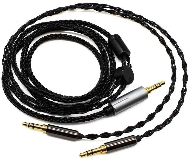 Alt view image 2 of 5 - Youkamoo Replacement Upgrade Cable Compatible with Hifiman Sundara, Ananda, Arya, HE400SE, HE4XX, HE-400i, Edition XS Headphones Dual 3.5mm to 3.5mm Male Silver Plated Braided 8.5ft/2.6m