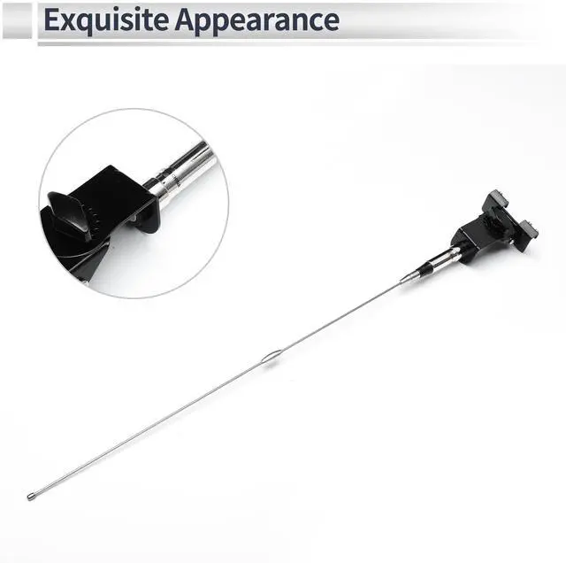 Alt view image 4 of 5 - RATCHROLL 1 Pc Universal Clipped Dummy Antenna Mount 25.2" Aerial for Decoration Only Black Silver Tone