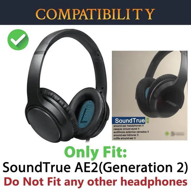 Alt view image 2 of 5 - SOULWIT Replacement Kit for Bose SoundTrue Around-Ear II (Sound True AE2) Headphones, Ear Pads Cushions + Headband + Silicone Earpads Cover Protector - Black(Blue Scrims)