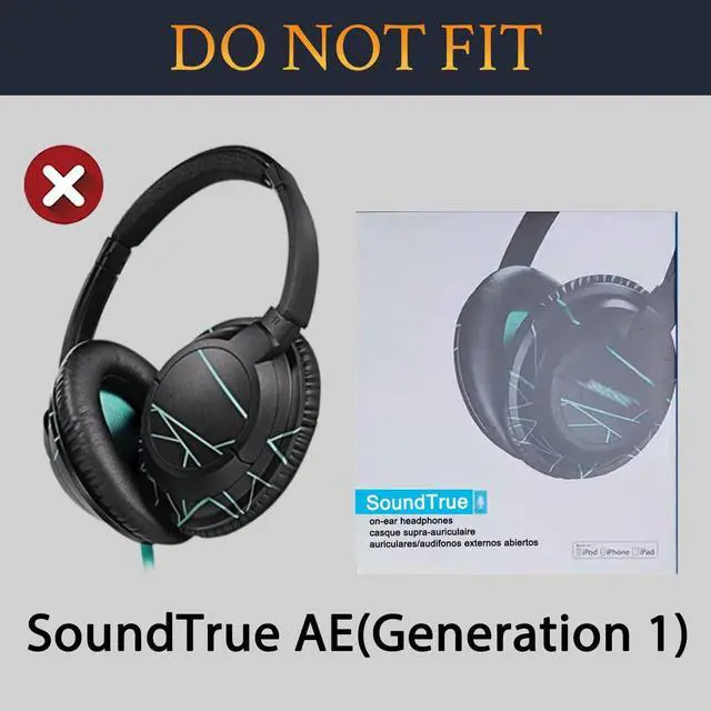Alt view image 3 of 5 - SOULWIT Replacement Kit for Bose SoundTrue Around-Ear II (Sound True AE2) Headphones, Ear Pads Cushions + Headband + Silicone Earpads Cover Protector - Black(Blue Scrims)