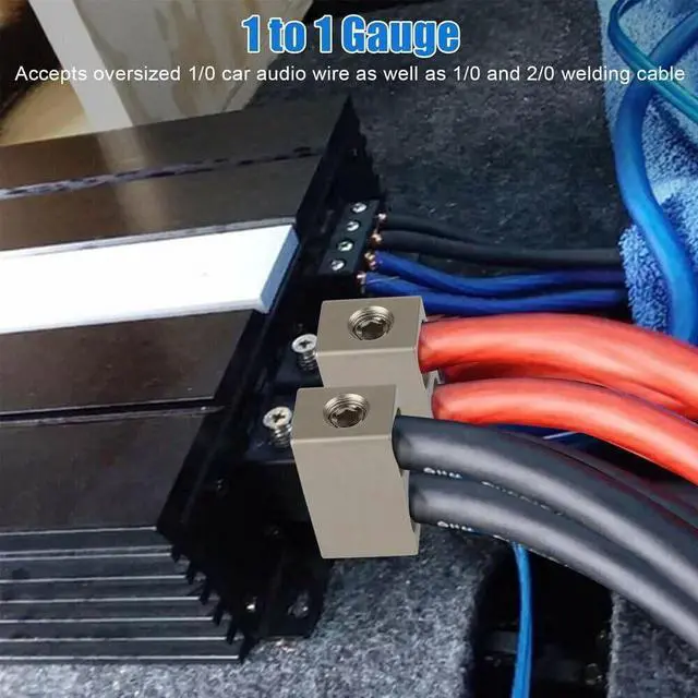 Alt view image 4 of 5 - 4pcs Car Audio Power/Ground Dual 1/0 Gauge To 1/0 Gauge Offset Amp Input Reducers