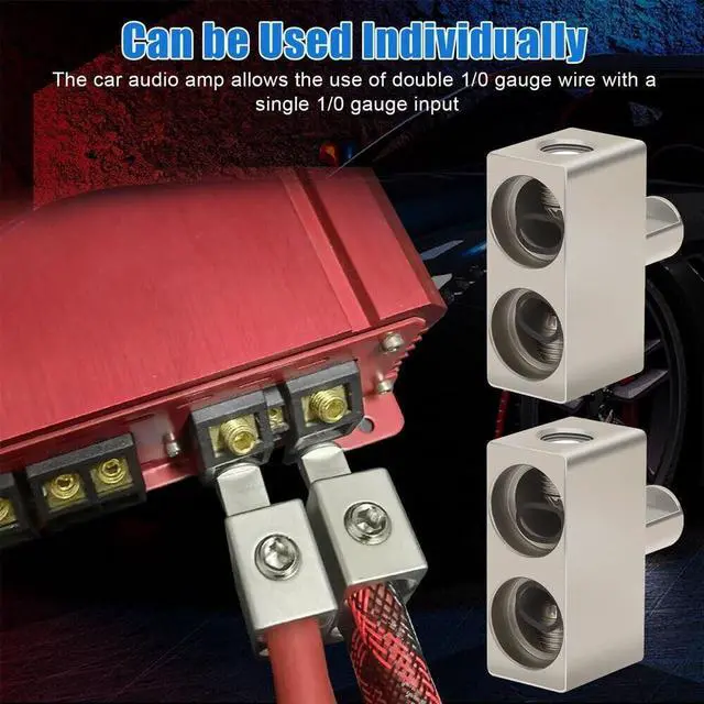 Alt view image 5 of 5 - 4pcs Car Audio Power/Ground Dual 1/0 Gauge To 1/0 Gauge Offset Amp Input Reducers