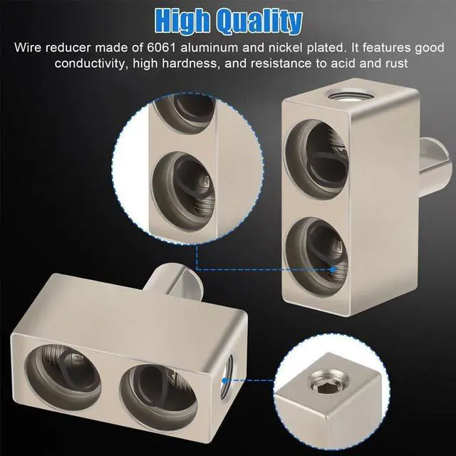 Alt view image 3 of 5 - 4pcs Car Audio Power/Ground Dual 1/0 Gauge To 1/0 Gauge Offset Amp Input Reducers