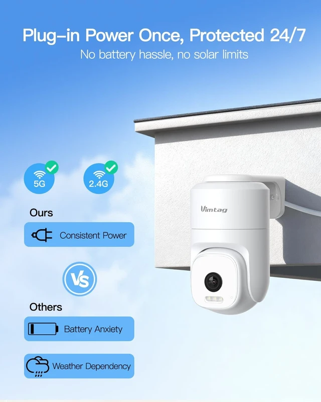 Alt view image 4 of 5 - VIMTAG 2.5K Outdoor Pan/Tilt Security Camera, Wired, Dual-Band Wi-Fi, IP66
