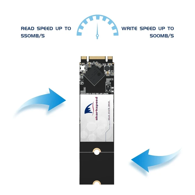 Alt view image 3 of 5 - S SHARKSPEED SSD M.2 2280 64GB NGFF 3D NAND SATA III 6 Gb/s,Internal Solid State Drive for Notebooks Desktop PC (M.2 2280 64GB)