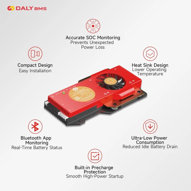 Alt view image 4 of 5 - DALY BMS 12V-24V 60A Built-in 1A Active Balancer Bluetooth RS485 CAN