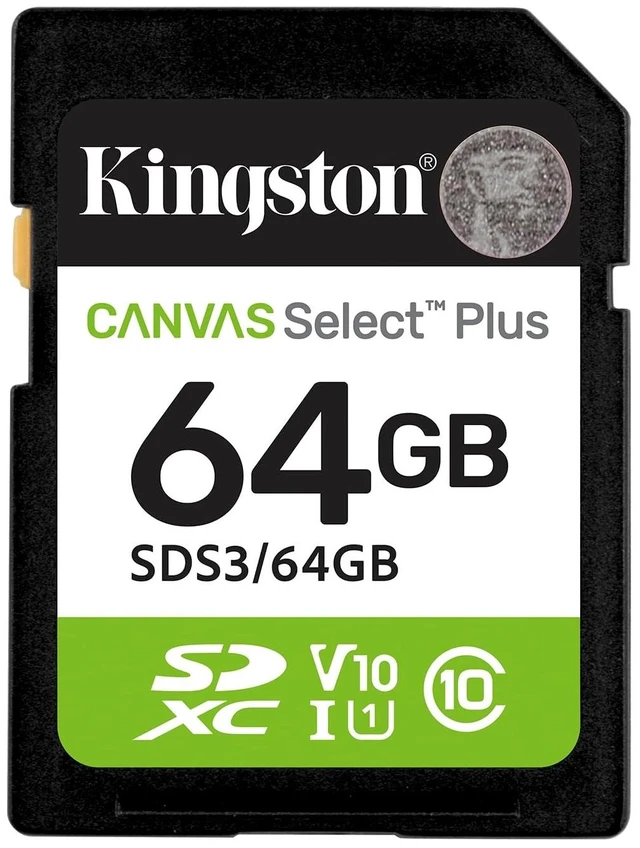 Main image of Kingston 64GB Canvas Select Plus SD Card Up to 100MB/s Class 10, UHS-I, U1, V10 SDS3/64GB