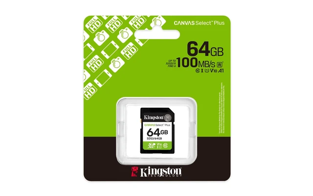 Alt view image 3 of 5 - Kingston 64GB Canvas Select Plus SD Card Up to 100MB/s Class 10, UHS-I, U1, V10 SDS3/64GB
