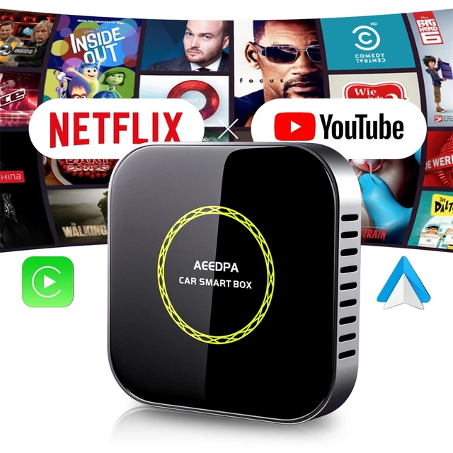 Alt view image 2 of 5 - Aeedpa Netflix CarPlay Adapter Ai Box, 8GB 128GB, 3 in1 Car Video Streaming Wireless Carplay Adapter for iPhone & Android Auto, Supports YouTube, TikTok, Hulu, TF Card, Plug & Play