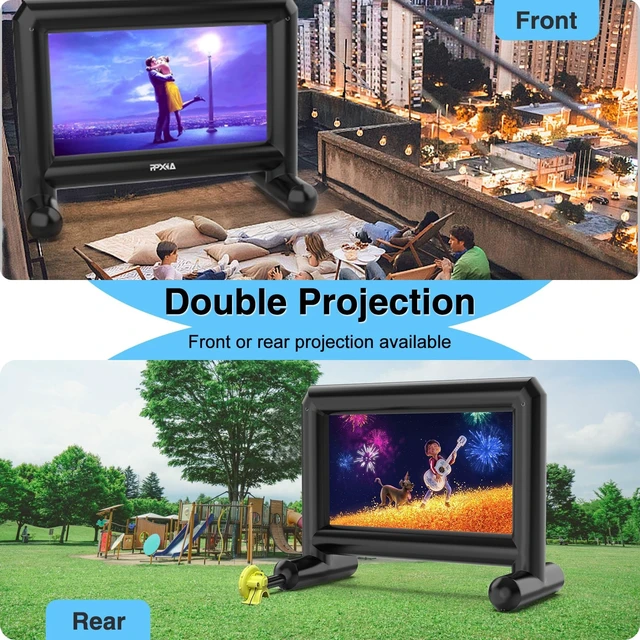 Alt view image 3 of 5 - Inflatable Projector Screen for Outside 16ft Blow Up Movie Screen Outdoor with Air Blower, Easy Set Up Inflatable TV Home Theather for Backyards Movie Nights Party Fun, Support Front Rear Projection