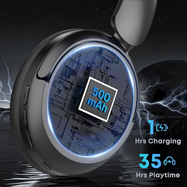 Alt view image 4 of 5 - Bluetooth Headphones, Hybrid Active Noise Cancelling Over Ear Headphones