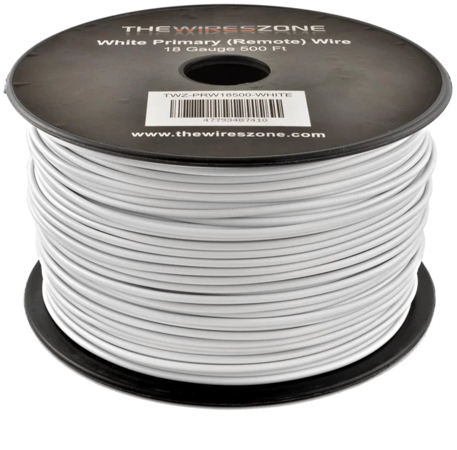 Main image of The Wires Zone White 18 Gauge AWG 500' Feet ft Stranded Primary Remote Wire Cable