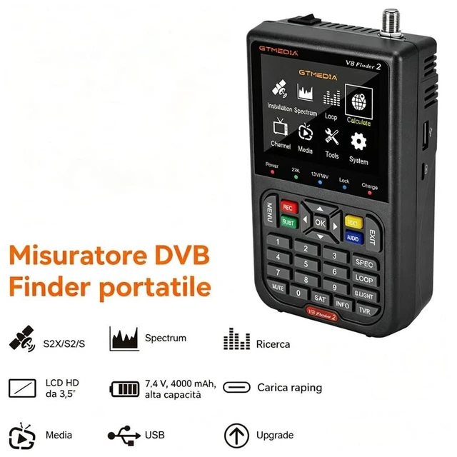 Alt view image 2 of 5 - GTMEDIA V8 Finder2 Satellite Finder Meter, DVB-S/S2/S2X,4000mAh