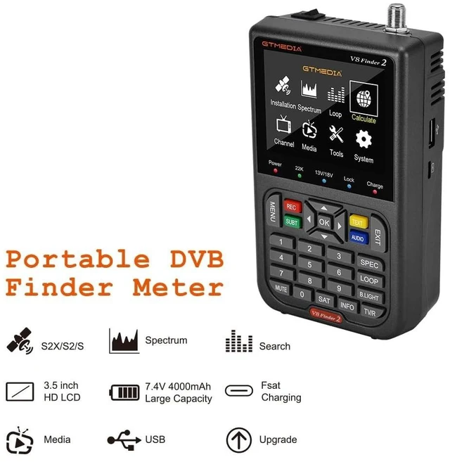 Alt view image 5 of 5 - GTMEDIA V8 Finder2 Satellite Finder Meter, DVB-S/S2/S2X,4000mAh
