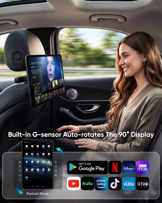 Alt view image 5 of 5 - 13.5" Android 15 Tablet PC 6+128GB, Car TV for Back Seat Rear Entertainment Video Player, Phone Link FM Bluetooth Navigation Map, 5MP Front Camera G-Sensor NO-Battery, 1920x1200 IPS Touchscreen
