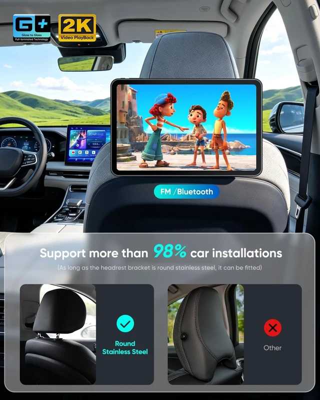 Alt view image 3 of 5 - 13.5" Android 15 Tablet PC 6+128GB, Car TV for Back Seat Rear Entertainment Video Player, Phone Link FM Bluetooth Navigation Map, 5MP Front Camera G-Sensor NO-Battery, 1920x1200 IPS Touchscreen