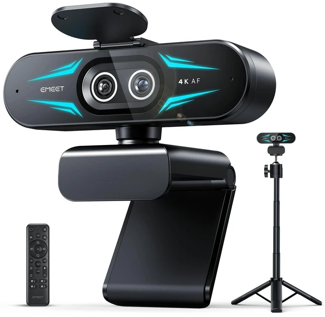 Main image of EMEET C60E Dual 4K Webcam for Streaming with Tripod, Wide-Angle & Telephoto