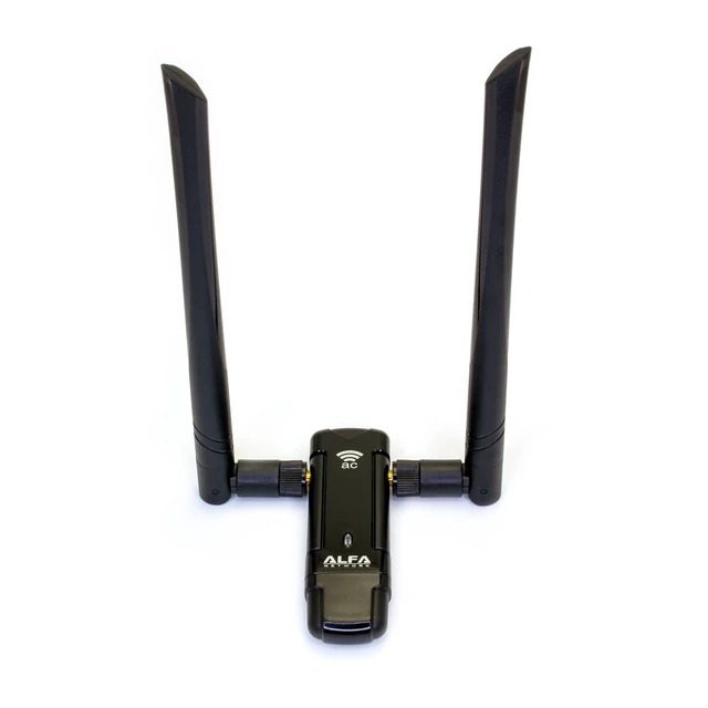 Alt view image 2 of 5 - Alfa Long-Range Dual-Band AC1200 Wireless USB 3.0 Wi-Fi Adapter w/2x 5dBi External Antennas - 2.4GHz 300Mbps / 5Ghz 867Mbps - 802.11ac & A, B, G, N