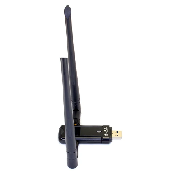 Alt view image 4 of 5 - Alfa Long-Range Dual-Band AC1200 Wireless USB 3.0 Wi-Fi Adapter w/2x 5dBi External Antennas - 2.4GHz 300Mbps / 5Ghz 867Mbps - 802.11ac & A, B, G, N